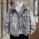Fleece-Lined Thickened Men's Winter Jacket, Trendy Brand, Turn-Down Collar, Workwear, Cold-Proof, High-End Feel, Loose Fit, Fur Collar Parka