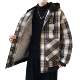 Detachable Hooded Jacket for Men, Autumn and Winter, New Style, Thickened with Fleece, Plaid Jacket, Loose Fit, Windproof Cotton Coat