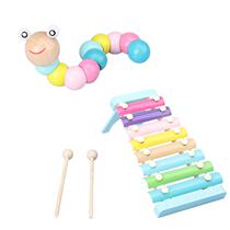 Source factory wooden childrens educational toy eight-tone hand-knocking piano 8-tone wooden xylophone early education musical instrument small knocking piano