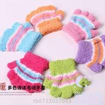 Boy fluff plus child velvet adult gloves with five fingers warm autumn and winter girl baby girl baby gloves
