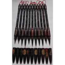 Hand-carved black rosewood dragon and phoenix fetal hair pen green sandalwood peach chicken wing wood bone rod cloisonné silver wire