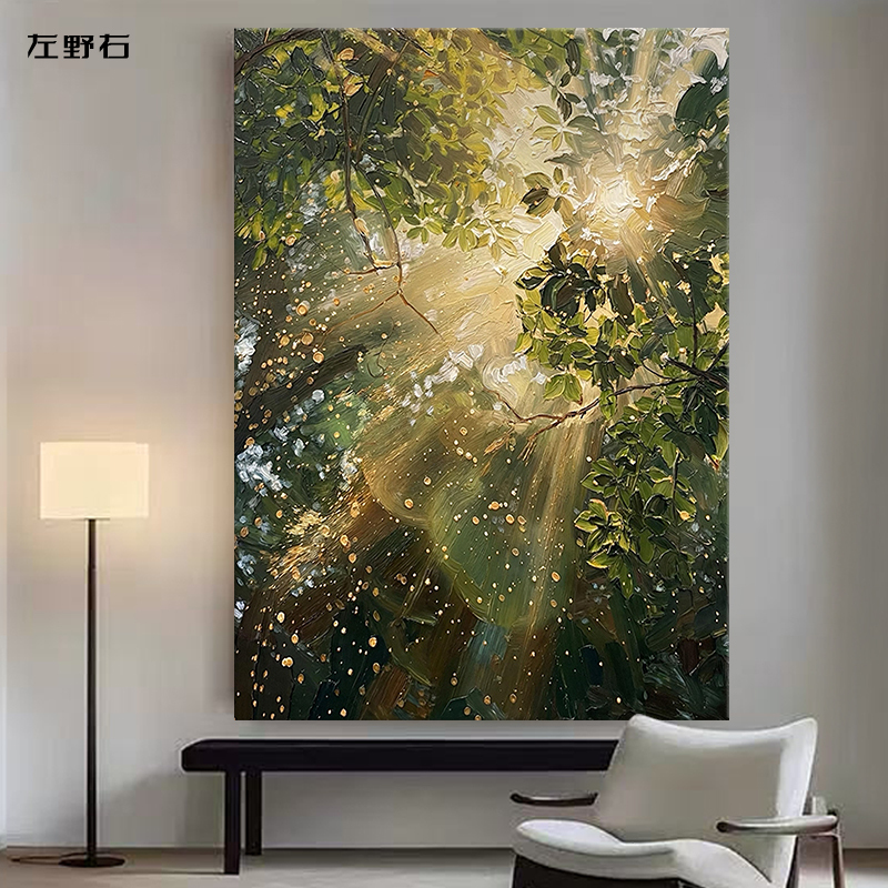 Tyndall Light and Shadow Pure Hand-Painted Oil Painting Art Decorative Painting Living Room Healing Style Bedroom Hanging Painting Modern Entrance Wall Painting