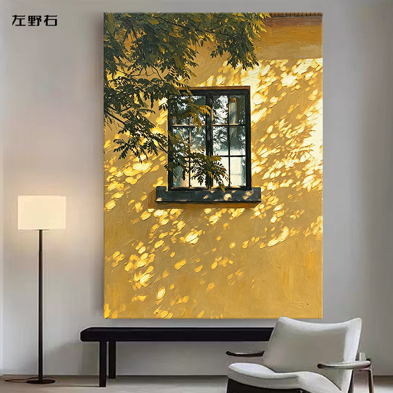 Light and Shadow Wabi-Sabi Style Living Room Texture Pure Hand-Painted Oil Painting Modern Decorative Painting Entrance Sofa Background Wall Art Homestay