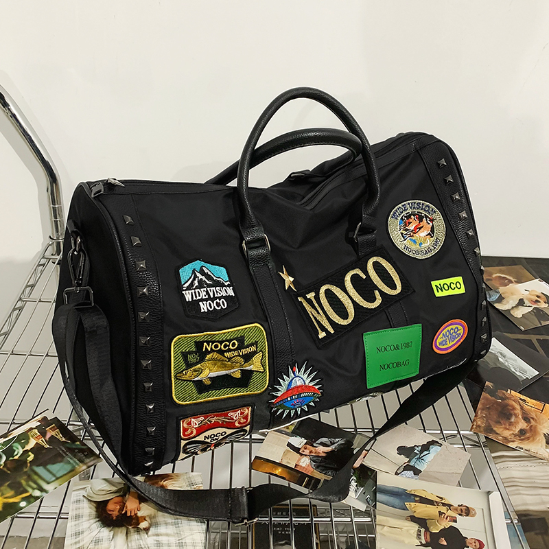 Trendy Embroidered Travel Bag, Fashionable Hand-Held Short-Distance Large-Capacity Gym Bag, Lightweight Travel Luggage Bag for Men and Women
