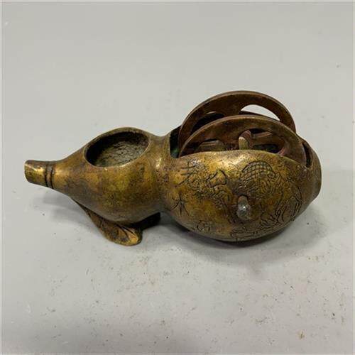 纯铜葫芦墨斗摆件古玩收藏民国老式黄铜墨斗线墨古代木工用品评价- 淘宝网
