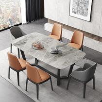 Italian slate dining table solid wood modern simple light luxury table dining home bright dining table and chair combination Panlado