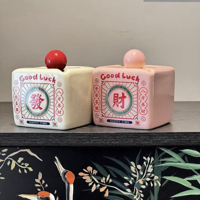 Creative Retro Nostalgic National Trend Decorative Small Ornament: Household Ashtray with Lid, Ceramic Ashtray to Prevent Ash from Flying