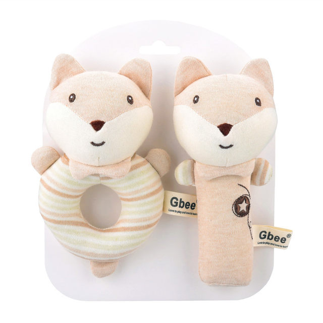 Baby Pure Cotton Chewable Rabbit Comfort Doll Hand Rattle Bb Stick Grasp Plush Toy for Newborns 0-1 Year Old