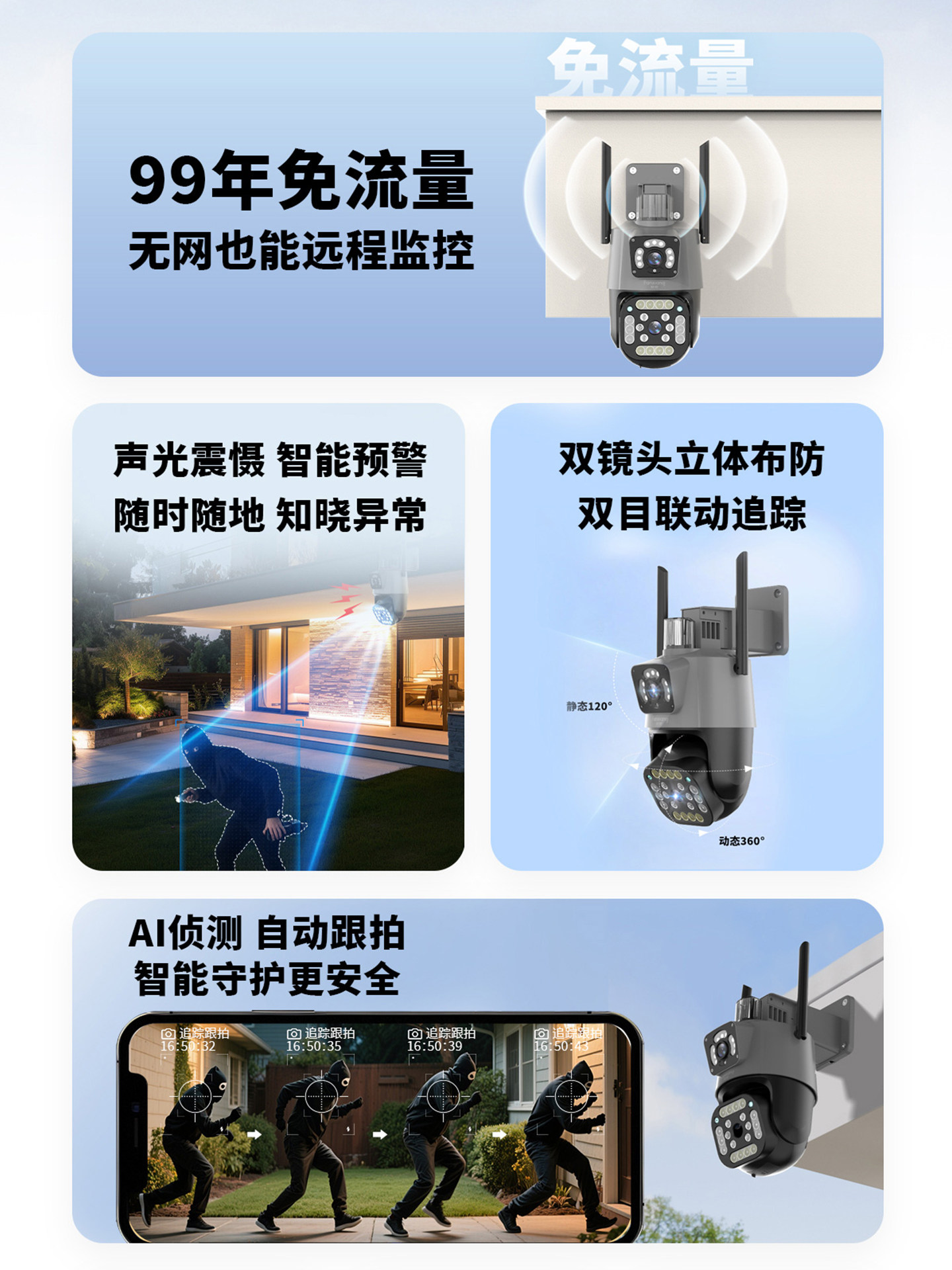 Fanxiang Camera, No Internet, 4g, No Data Charges, High-Definition, Outdoor, 360-Degree, No Blind Spots, Mobile Phone Remote Outdoor Monitoring