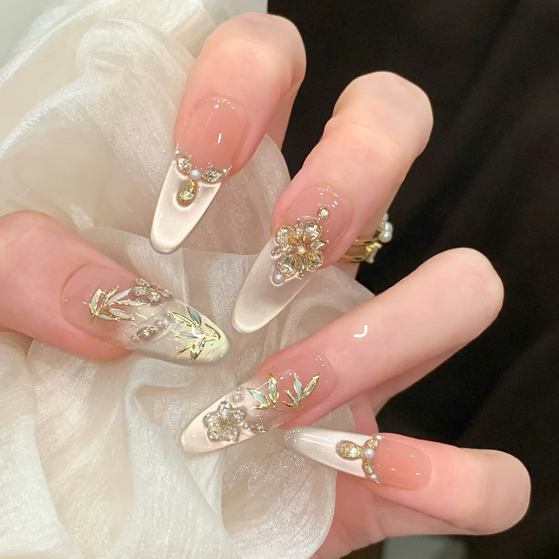 【Jade Bamboo Spring】New Chinese-Style National Trend Bamboo Zircon Cat's Eye Luxurious Handmade Wearable Nails, Elegant and Cool Manicure 【Jade Bamboo Spring】New Chinese-Style National Trend Bamboo Zircon Cat's Eye Luxurious Handmade Wearable Nails, Elegant and Cool Manicure