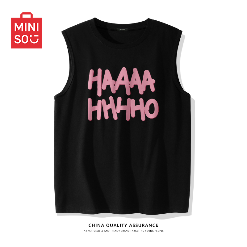 Miniso/Miniso Brand Stylish Men's 2026 New Sleeveless T-Shirt Trendy Brand Letter Vest a