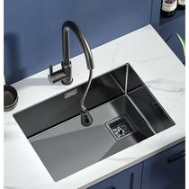 Black nano 304 stainless steel kitchen sink wash basin handmade sink large single slot embedded under counter basin