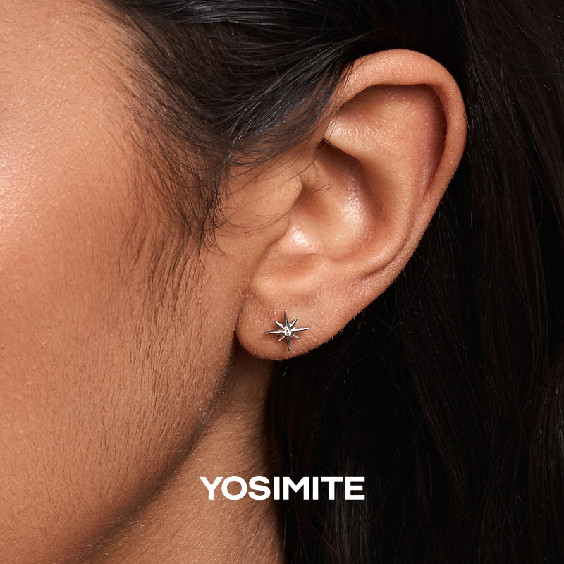 YOSIMITE钛合金F136耳针六芒星医用防过敏耳骨钉内螺旋平底养耳洞
