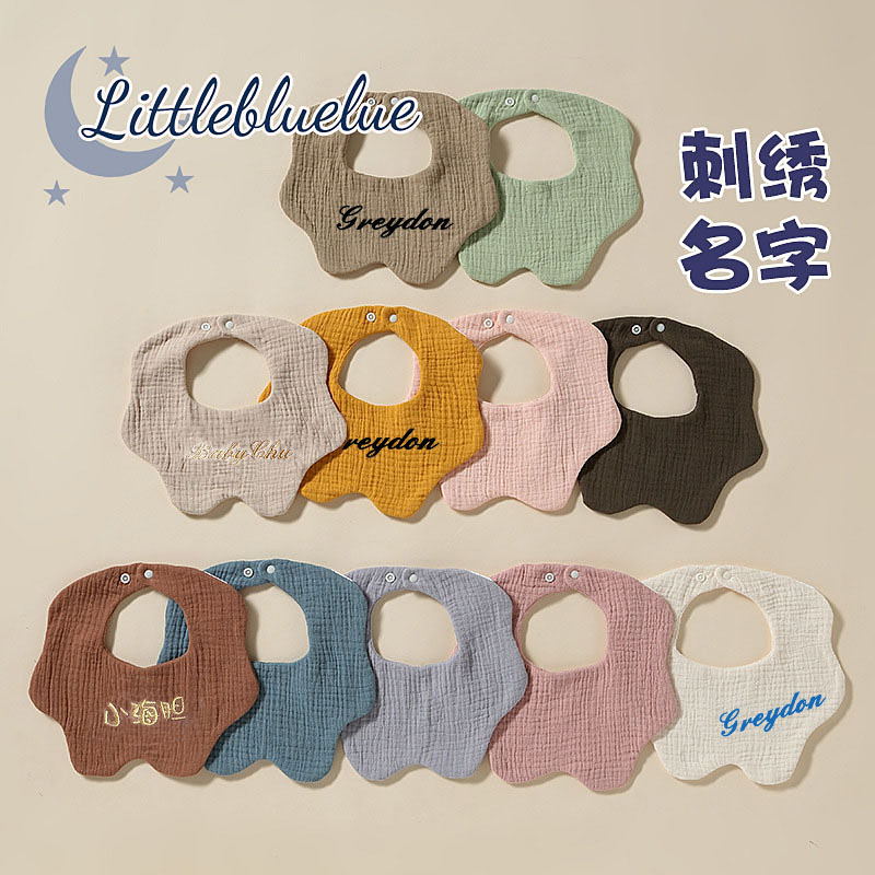 Foreign trade bib custom embroidered cotton gauze