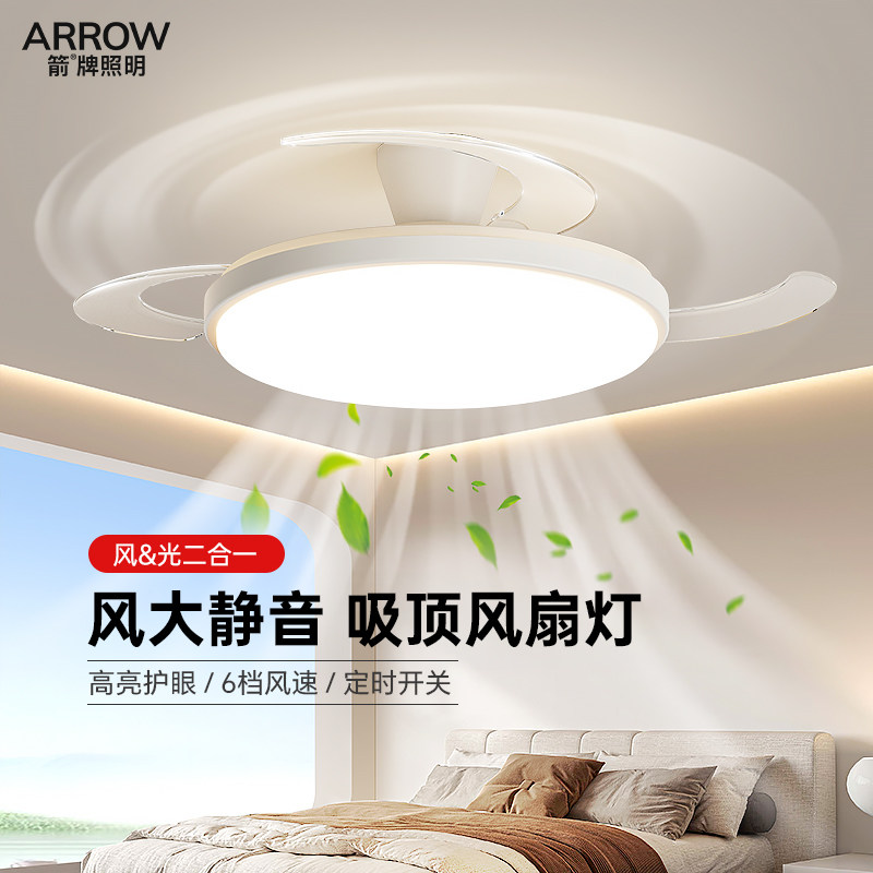 箭牌照明风扇灯卧室房间2025新款高亮吸顶灯具简约现代餐厅吊扇灯