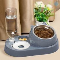 Ceramic Cat Dog Bowl Dish with Wood Stand No Spill Pet Food