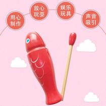 Childrens wooden fish kindergarten music toy log-colored fish-shaped percussion toy Orff percussion instrument frog croaker