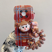 National trendy cute braid girl stand suitable for Huawei mate60pro mobile phone case