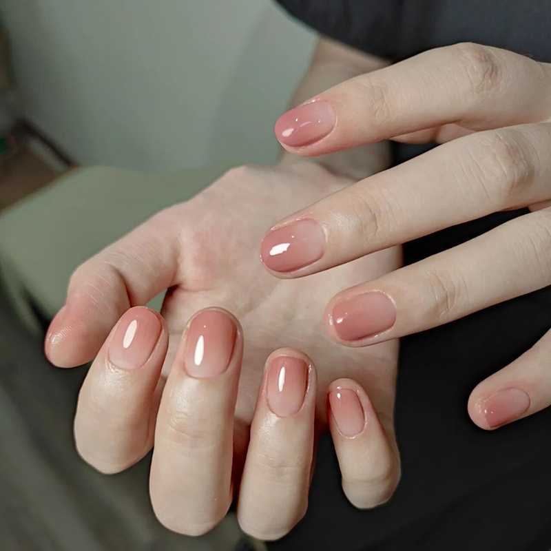 Purely Handmade Wearable Nails, New Style Bean Nails, White Peach Oolong Pink Gradient Fake Nails, Bride and Pregnant Woman Nail Patches