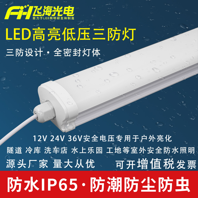 DC12V24V36V three anti-lamp led low pressure waterproof moisture-proof super-bright integrated strip lamp cold storage outdoor lighting tube-Taobao