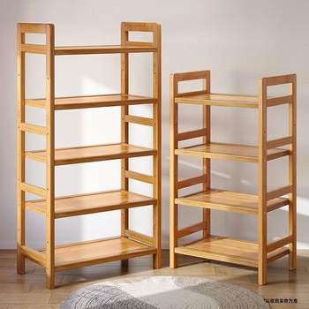 Nanbamboo and wood shelf storage rack multi-layer storage rack small shelf wall storage rack tea rack bamboo bookshelves floor
