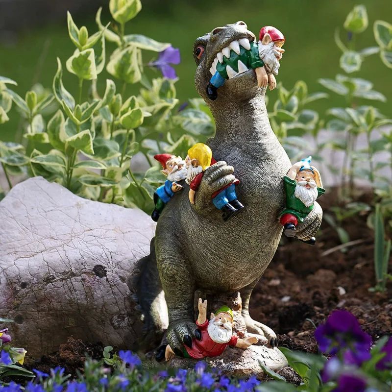 Garden Dinosaur Eating gnome Statues Outdoor Outdoor Fünny Resin