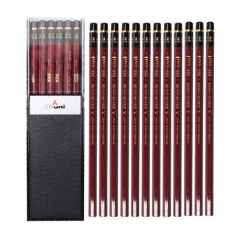 Japan (Uni) Mitsubishi Pencil Student Exam Pencil Sketching Drawing Hb Hardness Test Pencil Hi-Uni One Box 1887 Elementary School Student 2B Hexagonal Rod Official official store Art Special