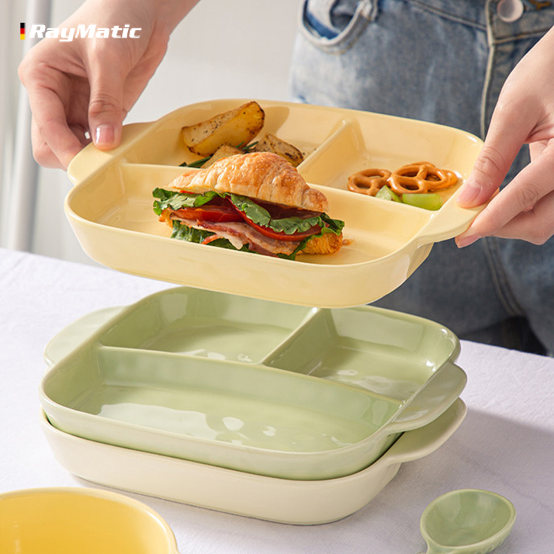 211 Three-Compartment Fat-Reducing Meal Plate, Divided Ceramic Plate for Adults and Children, Single-Serving Breakfast Plate, ins Style Divided Plate 211 Three-Compartment Fat-Reducing Meal Plate, Divided Ceramic Plate for Adults and Children, Single-Serving Breakfast Plate, ins Style Divided Plate