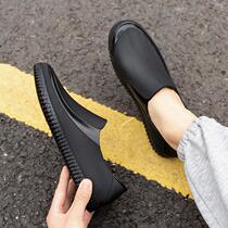Spring and Autumn fashionable shallow-mouthed rain boots for men waterproof and non-slip rain boots mens four-season wear-resistant car wash kitchen work flat rubber shoes