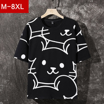 Tide brand short sleeve T-shirt men plus fat big size cartoon bear animal print coat fat couple loose half sleeve summer