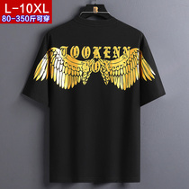 2022 Summer new boy-man short sleeve t-shirt Chater Gats up overweight Fat Son Handsome wings bronzed print