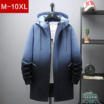 Windbreaker male Spring and Autumn long Korean version of the trend plus fat fat coat youth casual coat