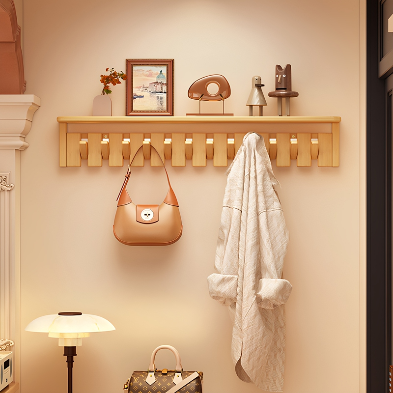 German High-Quality Solid Wood Clothes Hook, No-Drill Door Hanger, Multifunctional Bedroom Hook and Storage Rack