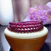 Grade 6A Purple Tooth Garnet Fashion Bracelet 4 8mm Three Circle Bracelet