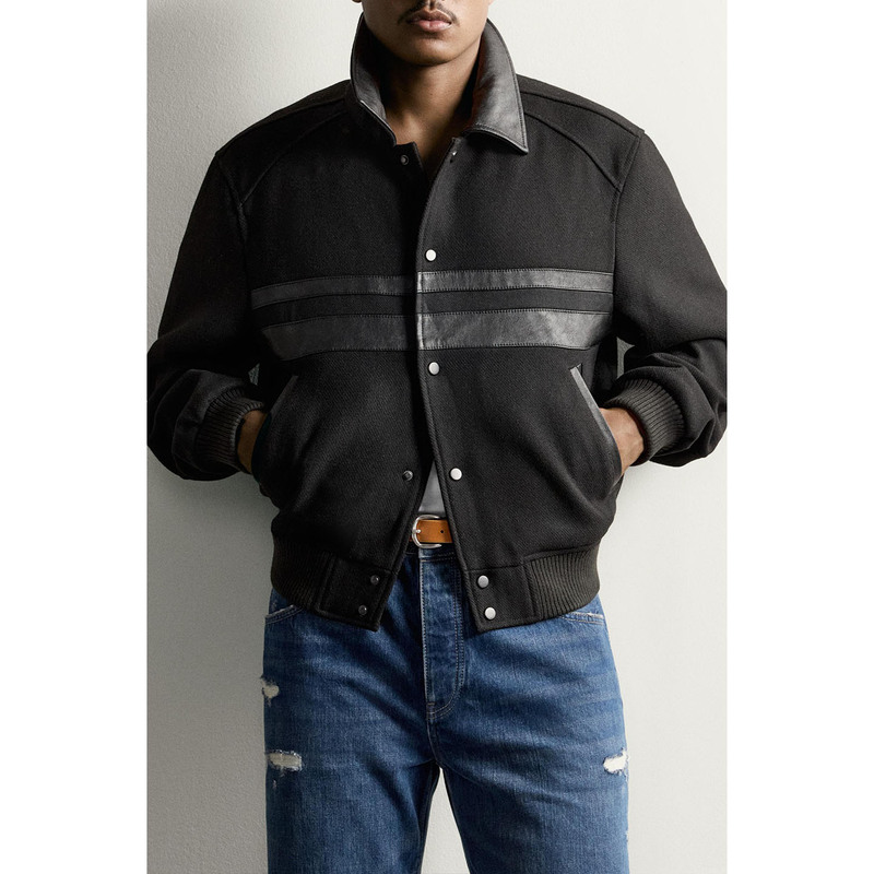 2026 Early Autumn New Arrivals Men's Clothing Patchwork Leather Effect Short Jacket 3918888 800