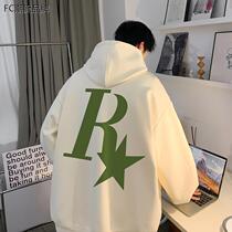 500g heavy stiff r-star hooded Zhongshan sweatshirt for men oversize American retro fashion brand high street hooded autumn