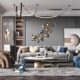 Italian Minimalist Belt Designer Model Home Open-Air Living Room Loft High-Ceiling Villa Staircase Dining Room Chandelier