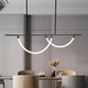 Italian Minimalist Restaurant Chandelier, Modern and Simple High-End Design, Nordic Bar Table Creative Linear Strip Light