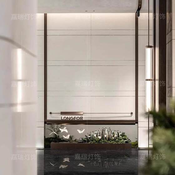 Modern Minimalist Creative New Glass Background Wall Lamp New Chinese Style Designer Hotel Corridor Cylindrical Long Pole Wall Lamp