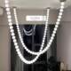 French-Style Living Room Lamp, Modern Minimalist Designer Dining Room Lamp, Long Pearl Necklace Lamp, Buddhist Bead Duplex Staircase Chandelier
