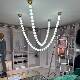 French-Style Living Room Lamp, Modern Minimalist Designer Dining Room Lamp, Long Pearl Necklace Lamp, Buddhist Bead Duplex Staircase Chandelier