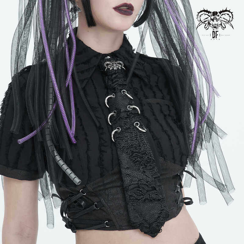 Devil Fashion Dark Gothic Punk Style Ripped Ghost Head Tie with Metal Buckles on Both Sides [AS148]