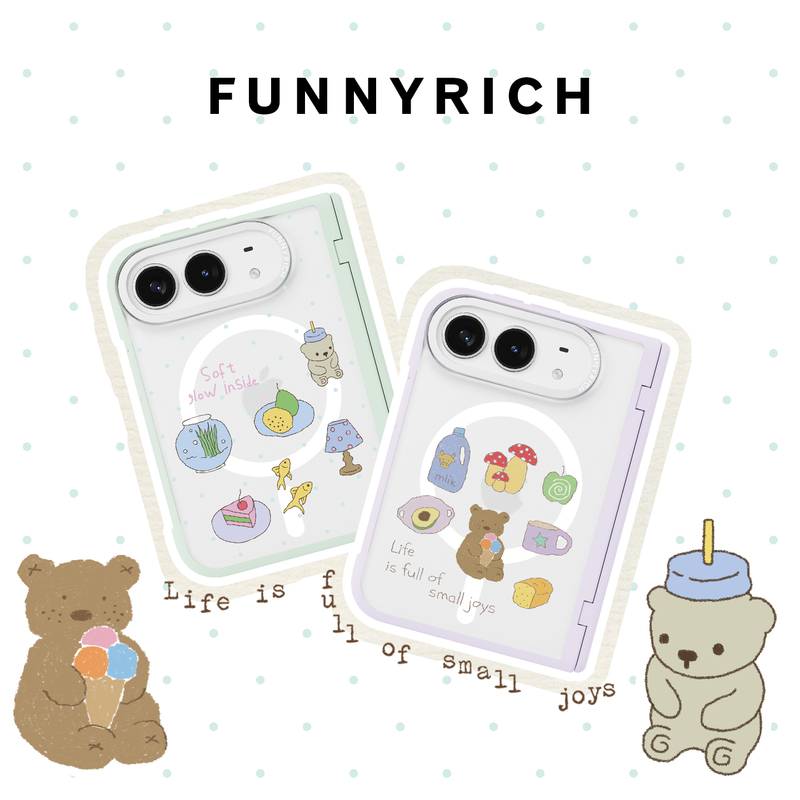 Funnyrich New Unique Korean-Style Cream Hand-Painted Magnetic Phone Case for Apple iPhone Duo, Stylish Foldable Screen Original Non-Colliding High-End Niche 18Duo Protective Case, Anti-Drop