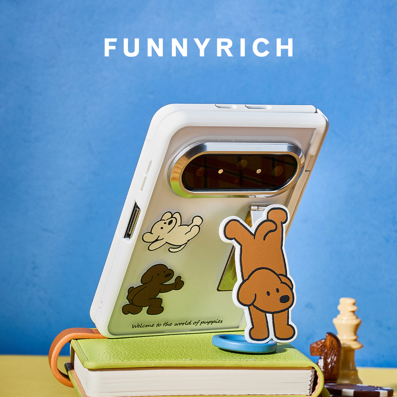 Funnyrich Stand Case with Three Puppies, Suitable for Daily Use, Huawei Puraxmax Phone Case, New Model with Integrated Screen Protector, Foldable Screen Collector's Edition, Full-Body Protection Case, Windproof, Drop-Proof, Cute