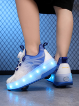 Childrens Heelys Shoes Two-Wheel Boys 2023 New Childrens Skating Shoes for Middle-aged and Older Students Retractable and Deformable Roller Skates