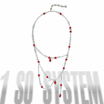 1SO original design blood earl red transparent glass water drop punk gothic beaded new Chinese style long necklace