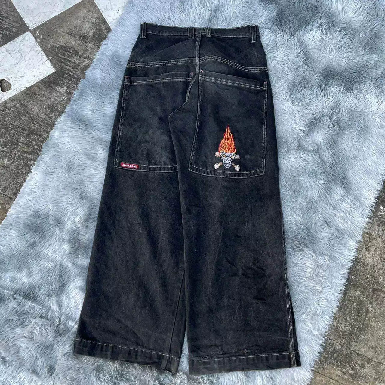 Широкие джинсы (JNCO) Y2K хип‑хоп с мультяшным принтом, винтажный уличный стиль