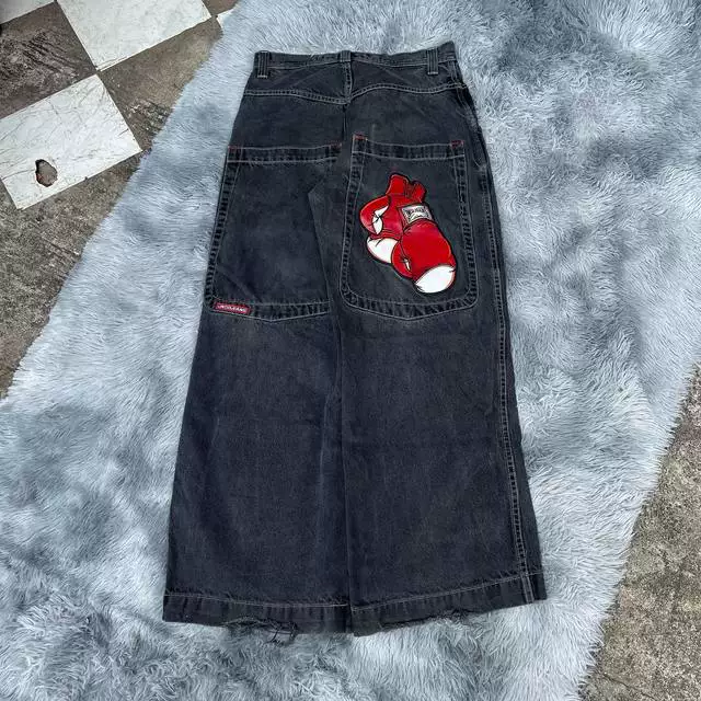 Широкие джинсы (JNCO) Y2K хип‑хоп с мультяшным принтом, винтажный уличный стиль