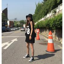 Fat Girl Loose Large Size Suspender Dress Womens Summer Outer Wear Bottoming Artifact Hem Black Vest Mid-length Skirt