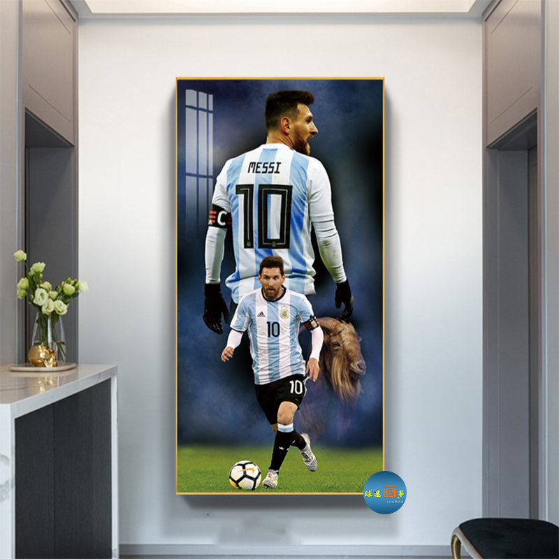 Messi Decorative Painting Argentina World Cup Champions League Barcelona Football Star Poster Hanging Painting Lottery Shop Mural